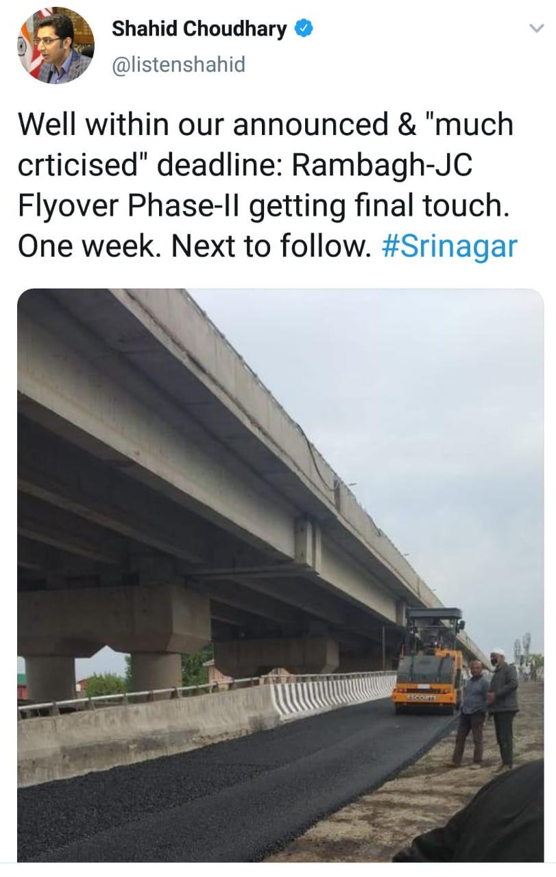 DDC Srinagar, Dr. Shahid Iqbal Choudhury surprises everyone by miraculously pulling up completion of prestigious infra projects of Srinagar City in time-bound that were held-up for years. Former Chief Minister Mehbooba Mufti were among several politicians, journalists, prominent personalities and youth from Various who turned to social media platform Twitter to commend the efforts of DDC Srinagar.