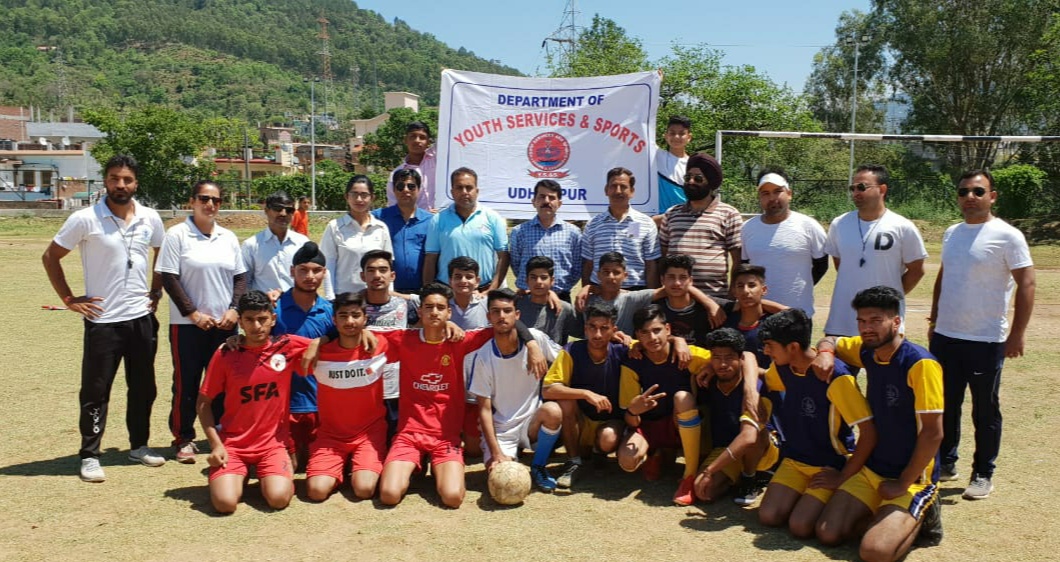 Trials for district Level Inter School Compitition for Boys and Girls U/19 Football, Speedball and Basketball Held in Subash stadium Udhampur.