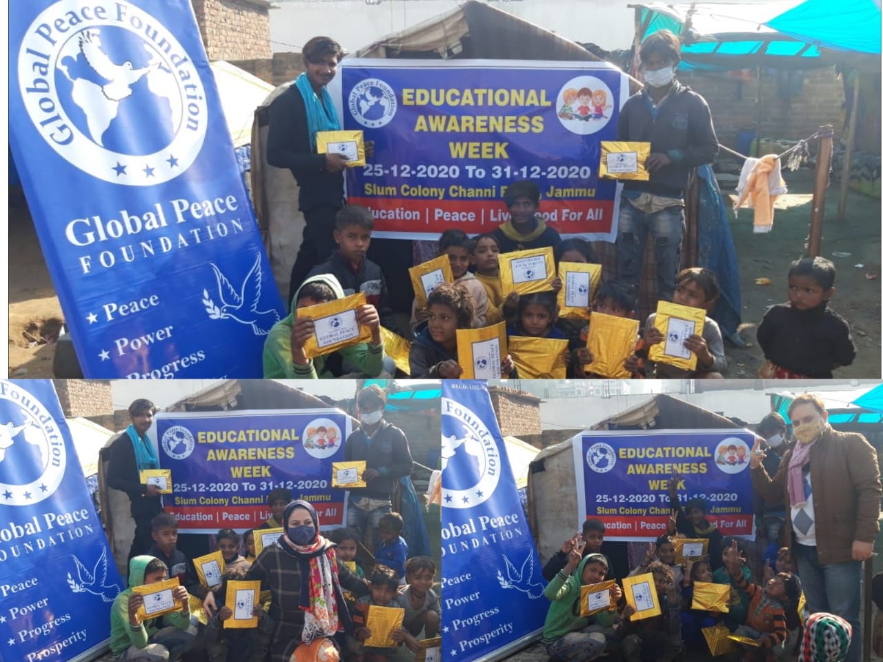 Educational awareness week observed by Global Peace Foundation in slum colony Jammu