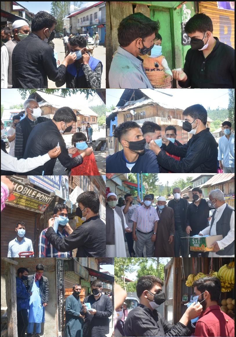 SBC Rajwar & Plasma NCR Delhi in collaboration with JK Police Handwara distributes Masks & Sanitizers among people in Zachaldara Handwara