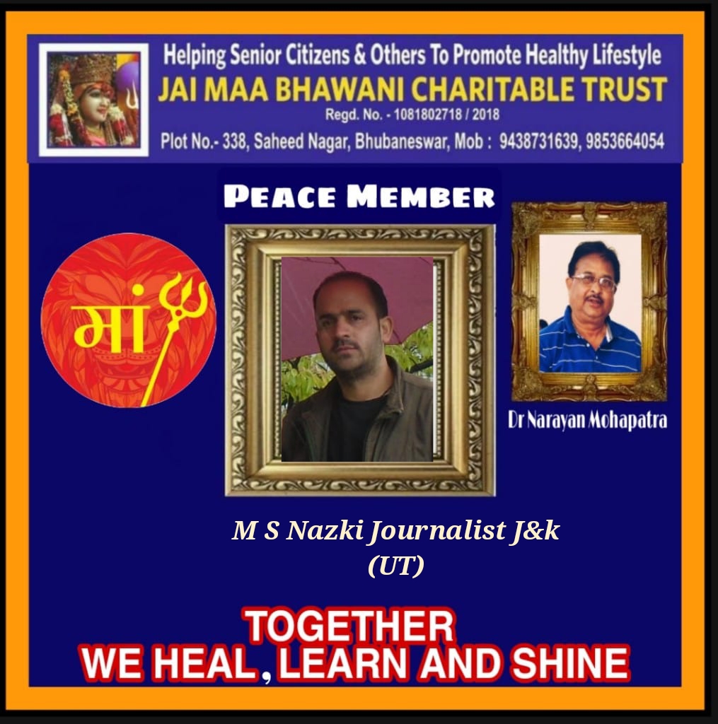 Jai Maa Bhawani Charitable Trust presents Peace Member Certificate to Nazki