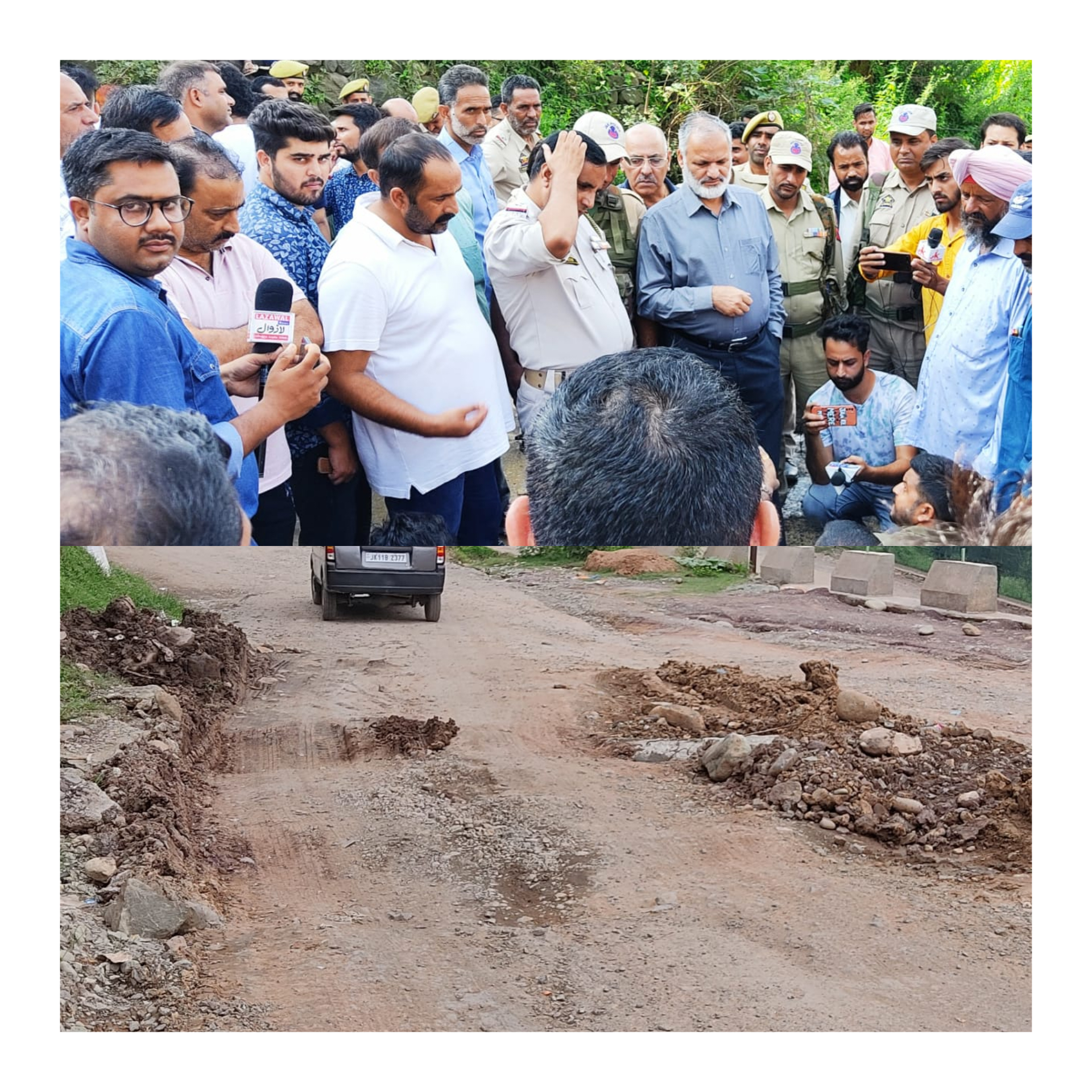 BGSB University road in worst condition, people held protest ; Contractor stop the construction due to 12 crores Liability in this work.