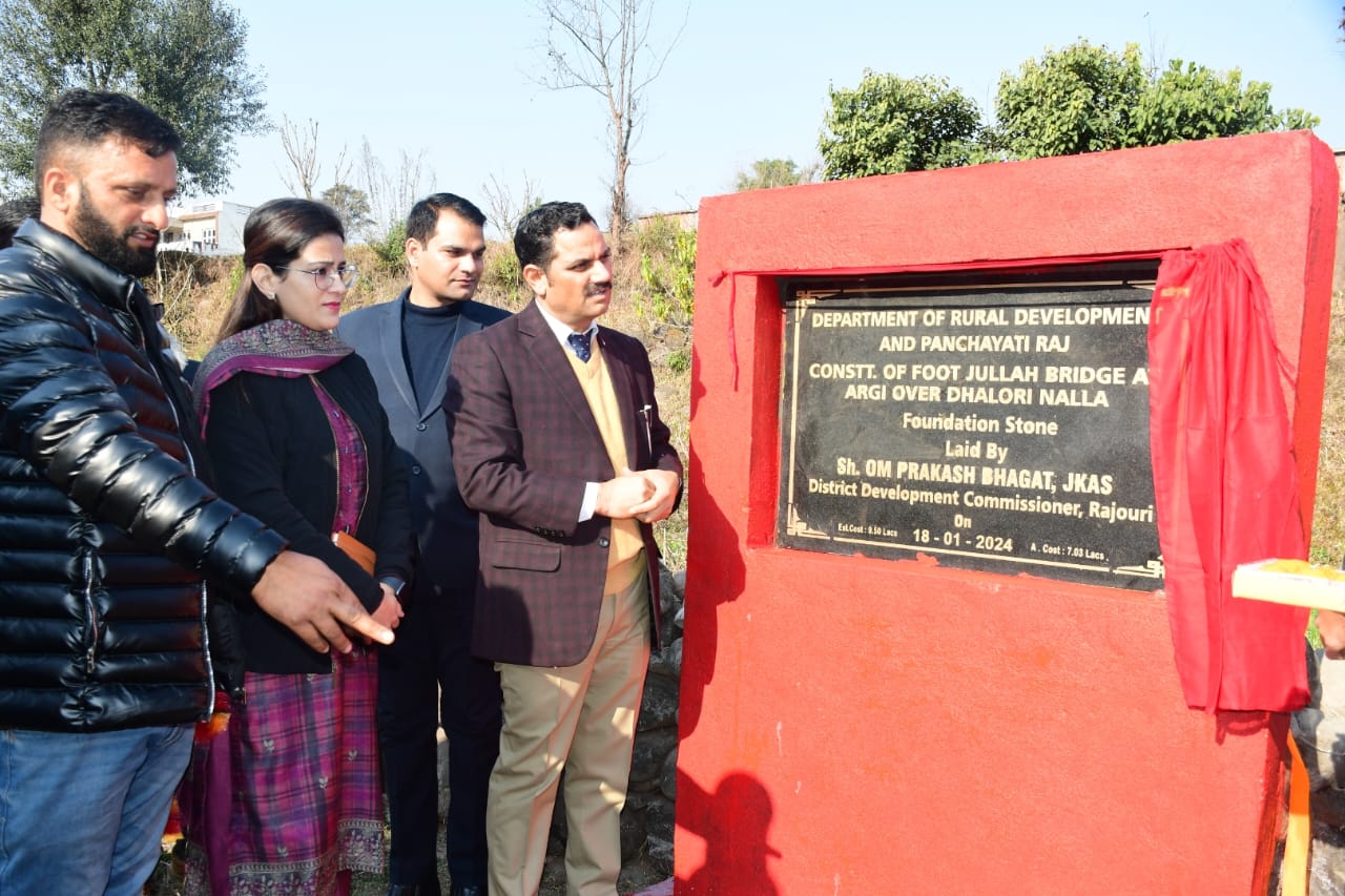 DC Rajouri lays foundation stone for Jhulla Bridge at Argi in Dhangri Block