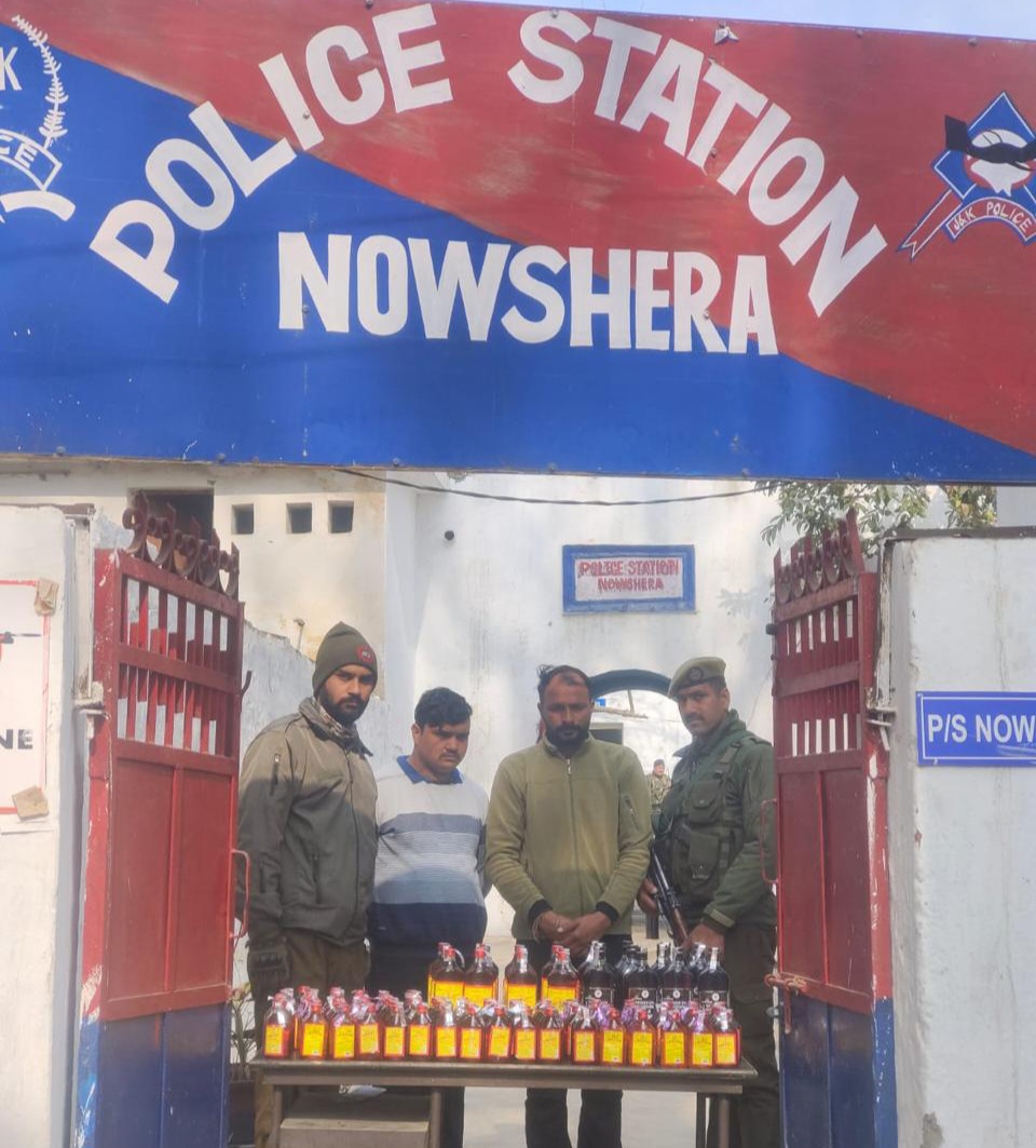 Shopkeepers arrested in Nowshera after recovery of illicit liquor