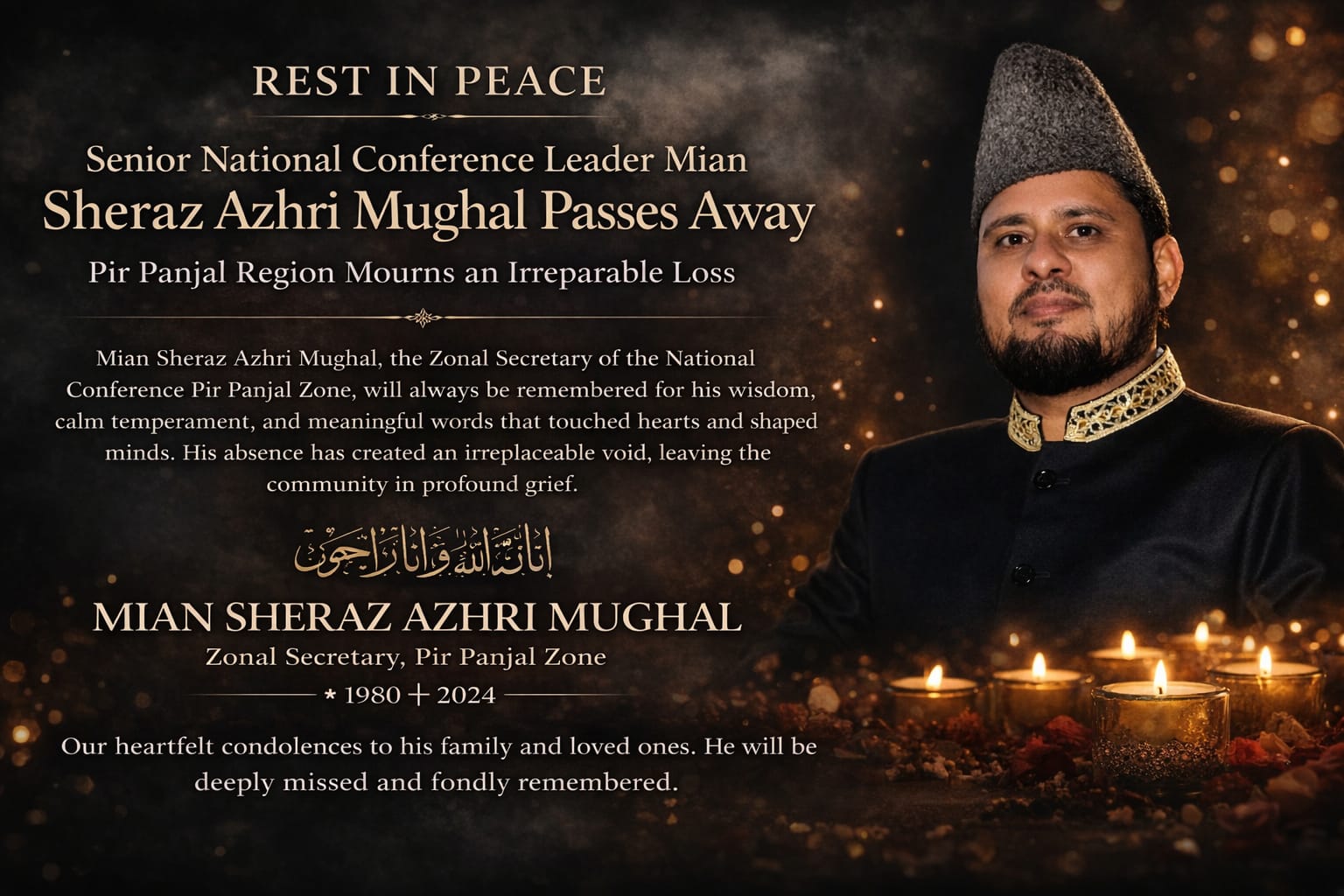 Senior National Conference Leader Mian Sheraz Azhri Mughal Passes Away; Pir Panjal Region Mourns an Irreparable Loss